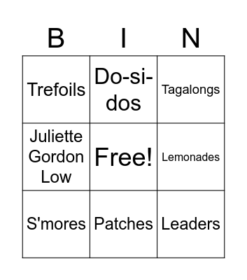 Girl Scout Bingo! Bingo Card