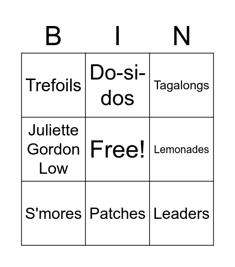 Girl Scout Bingo! Bingo Card