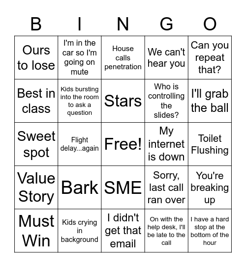 Team Bonding Bingo Card