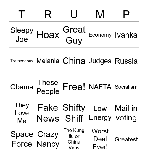 Debate Bingo Card