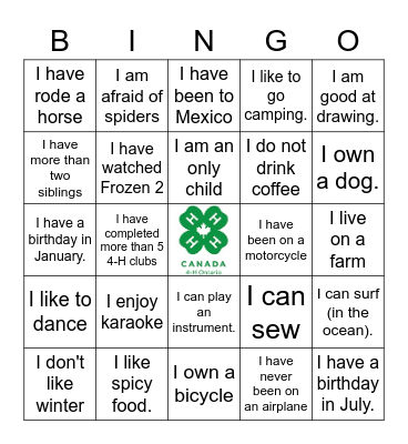 Ice-Breaker Bingo Card