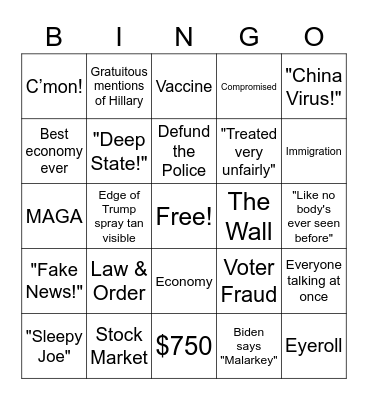 Debate Bingo Card