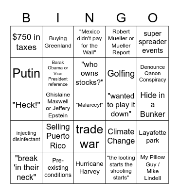 Biden Bingo Card