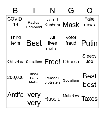 Debate Bingo Card