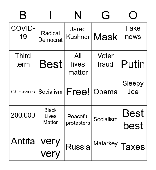 Debate Bingo Card