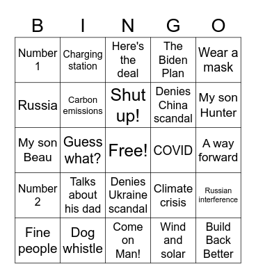 Biden Bingo Card