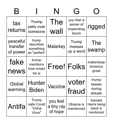 Debate Bingo Card