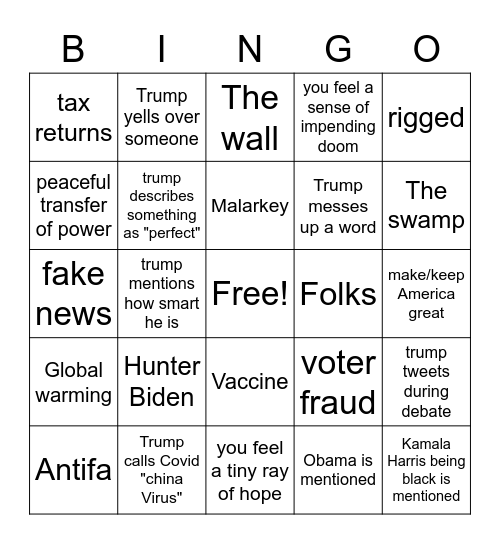 Debate Bingo Card