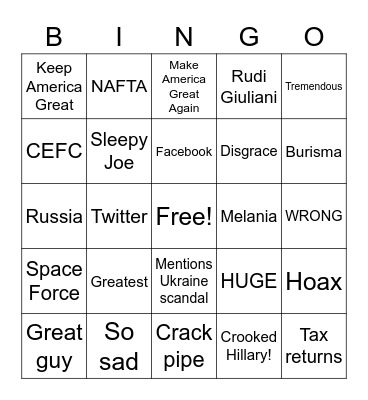 Trump Bingo Card