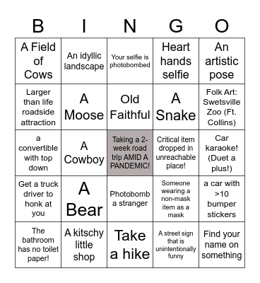 Eric & Lauren's Epic Adventure! Bingo Card