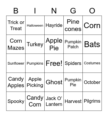 Fall Bingo Card