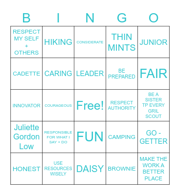 GIRL SCOUT BINGO Card