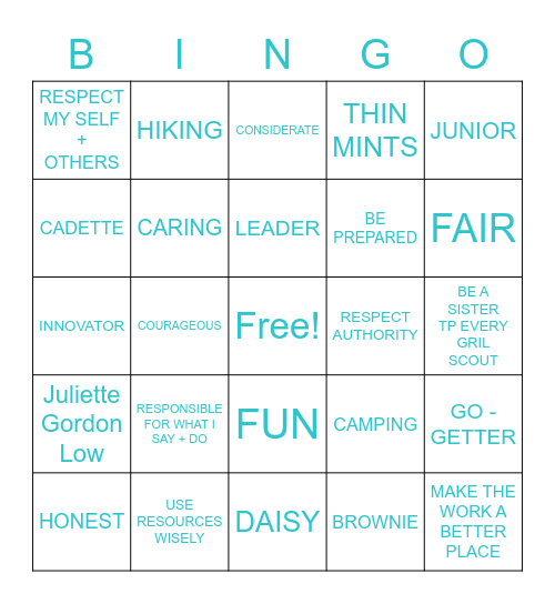 GIRL SCOUT BINGO Card