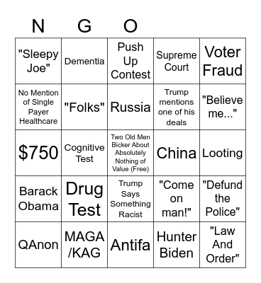 Debate Bingo Card