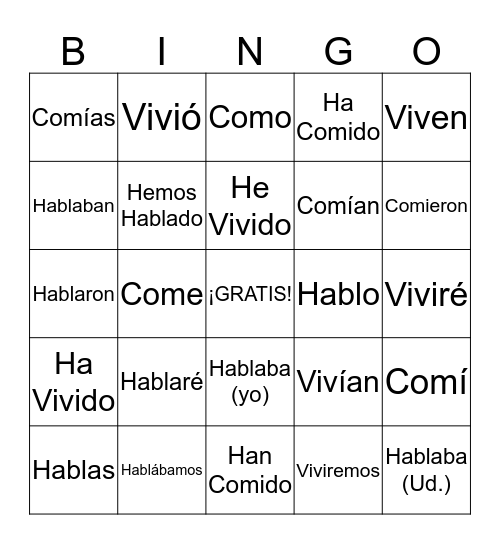 It is Spanish 3 BINGO Time!!!!!!!!!!!!!!!!!!!!!!!!!!!!!!!!!! Bingo Card