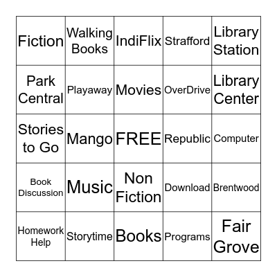 LIBRARY  BINGO Card