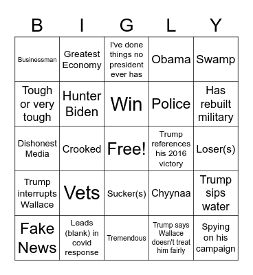 Debate Bingo Card