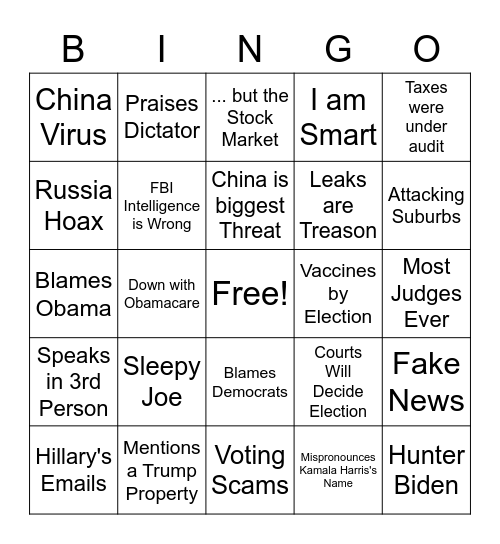 Trump Bingo Card