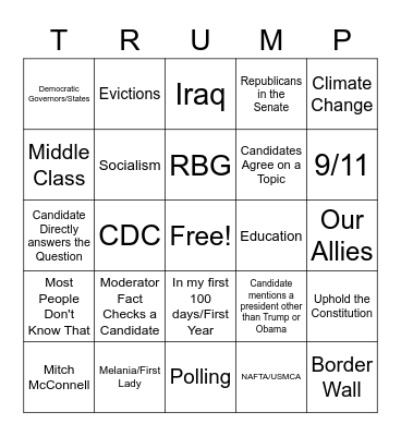 Presidential Debate#1 Card #4 Bingo Card
