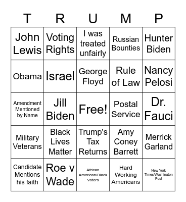 9/30 Presidential Debate Card #1 Bingo Card