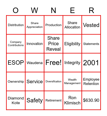 ESOP Bingo Card