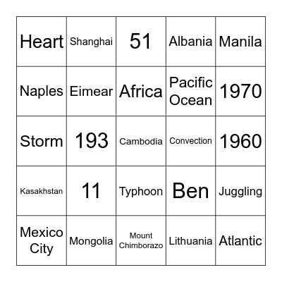 Freshers' Week Bingeo Bingo Card
