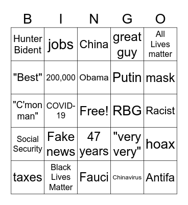 Debate Bingo Card