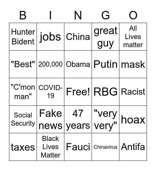 Debate Bingo Card