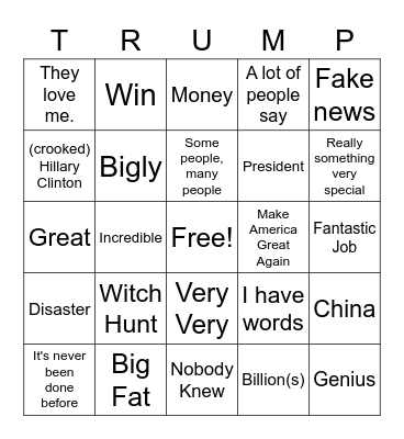 2020 Presidential Debate Bingo Card