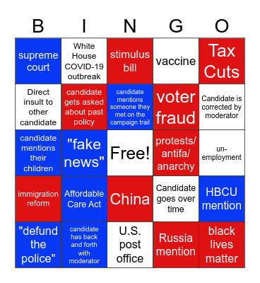 VP Debate Night Watch Party! Bingo Card