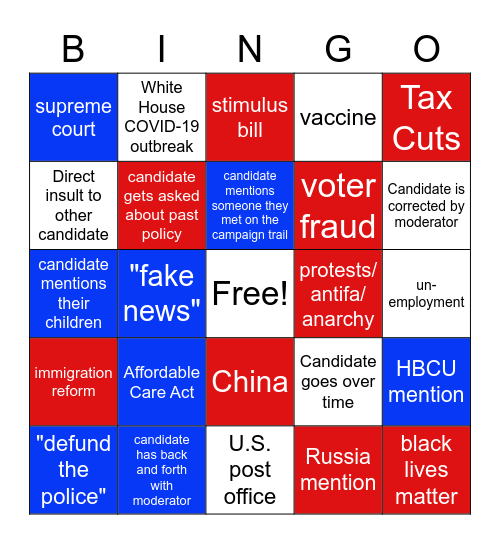 VP Debate Night Watch Party! Bingo Card
