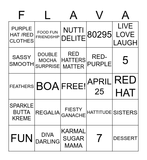 FABULOUS CUPCAKES Bingo Card