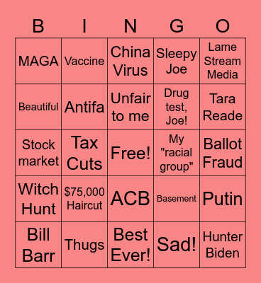 Presidential Debate-Red Card Bingo Card