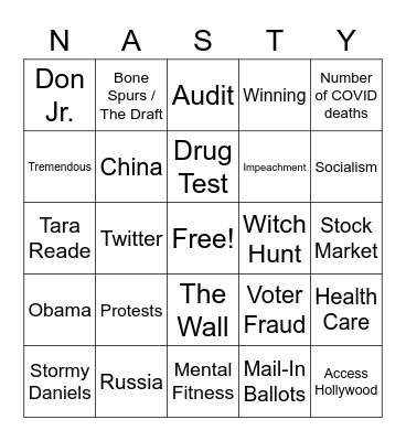 Debate Bingo Card