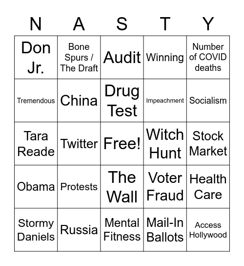 Debate Bingo Card