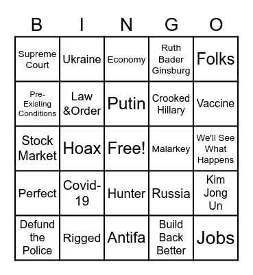 Debate Bingo Card