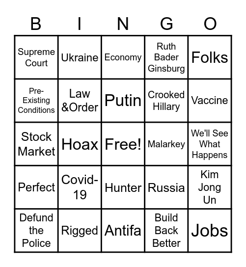 Debate Bingo Card