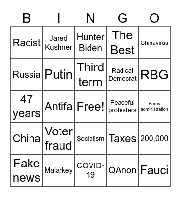 Debate #1 Bingo Card