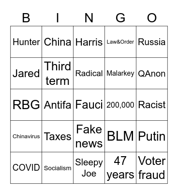 Debate Bingo Card