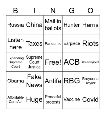 Debate Bingo Card