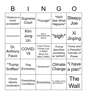 Debate Bingo Card