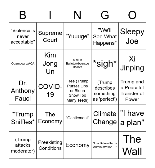 Debate Bingo Card