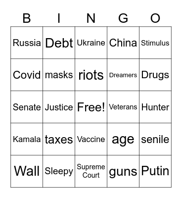 THE DEBATE Bingo Card