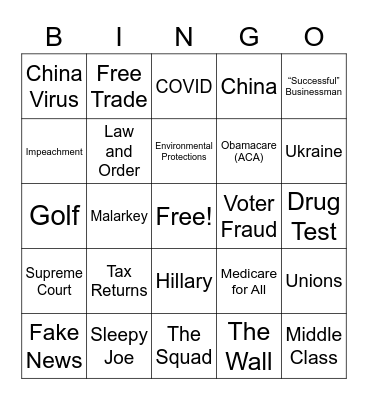 Debate Bingo Card