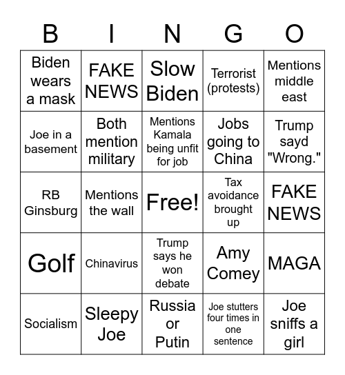 Presidential Bingo Card