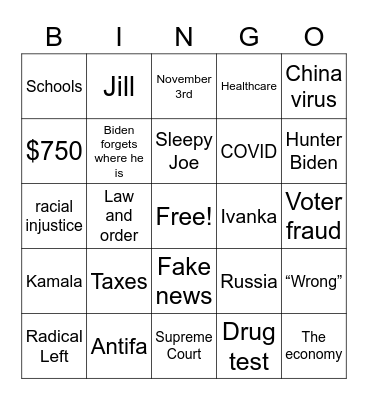 I need a drink Bingo Card