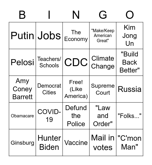 Debate Bingo Card
