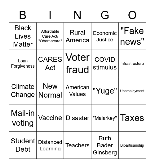 Debate Bingo Card