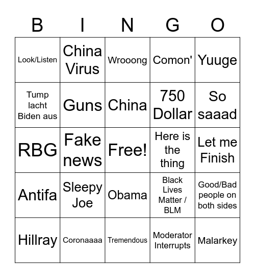 TV Duell Bingo Card