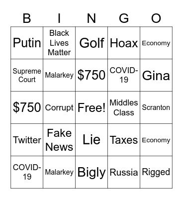 Debate Bingo Card